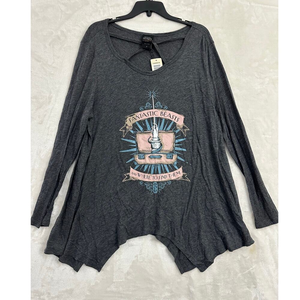 NWT Torrid Fantastic Beasts Hanky Hem Top 0 0X XL Gray